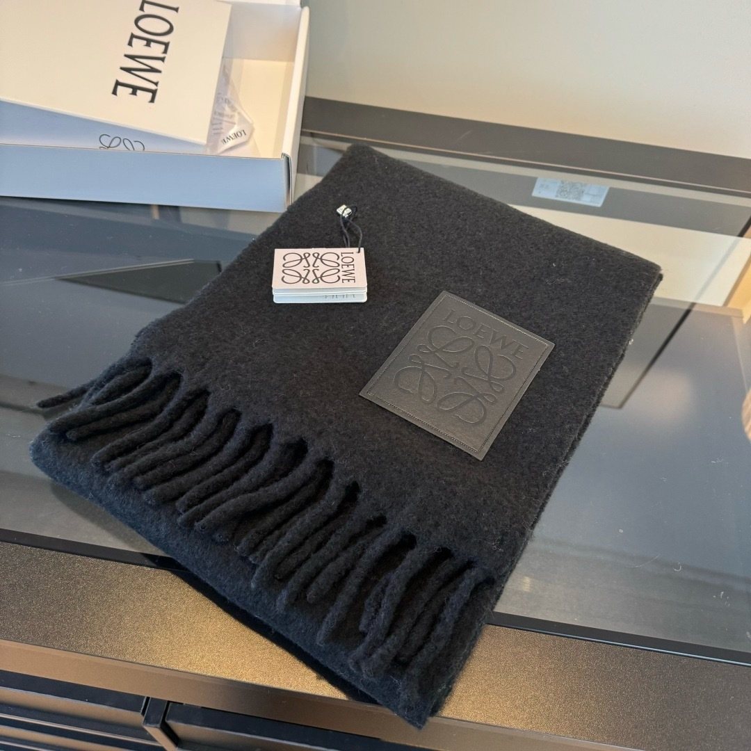 Loewe Black Fringed Scarf