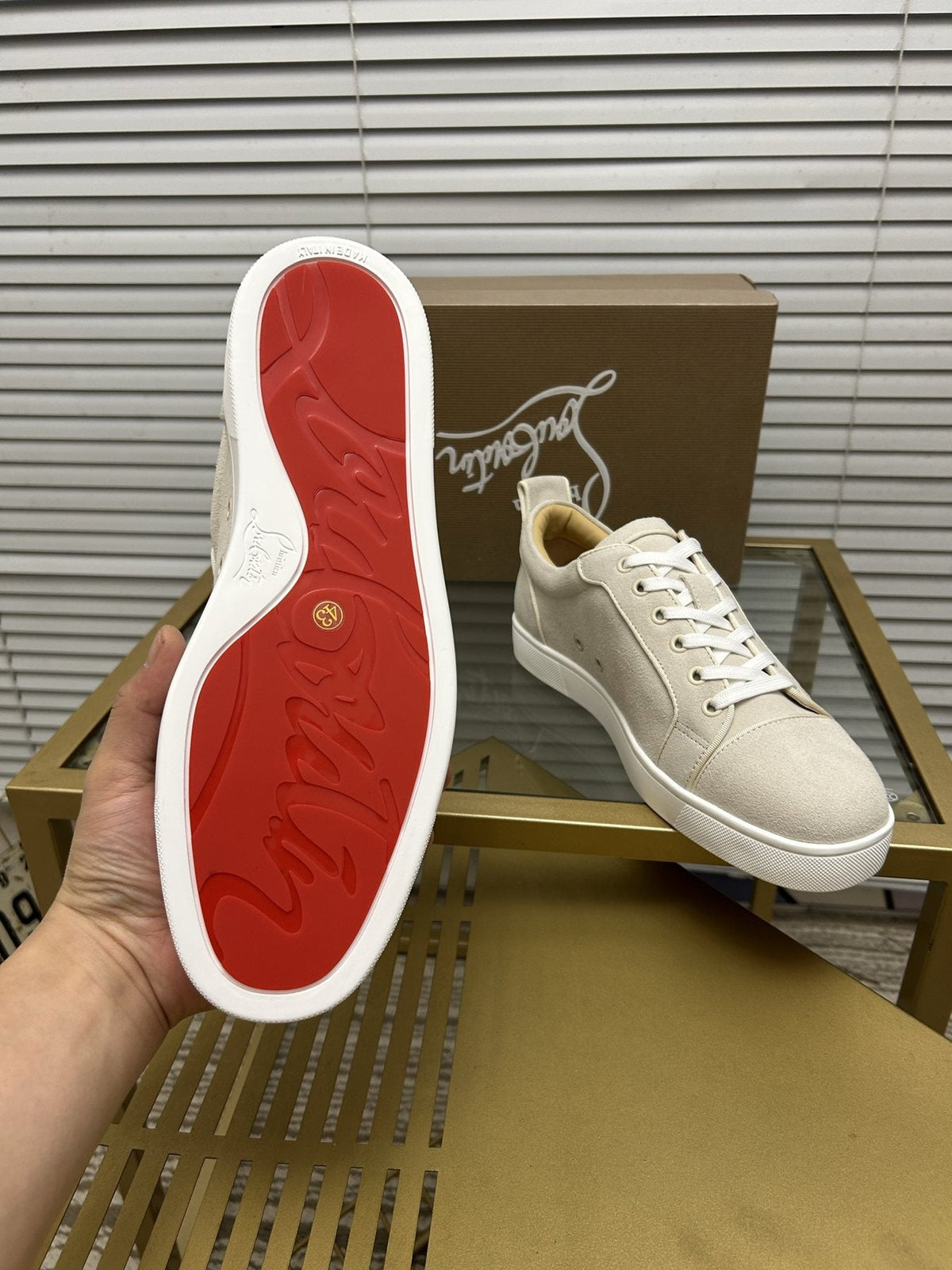 Christian Louboutin Light Beige Low-Top Sneakers