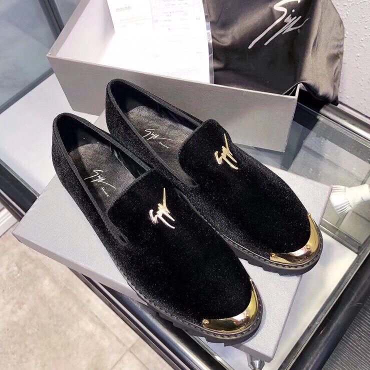 Giuseppe Zanotti Black Gold-Tone Loafers