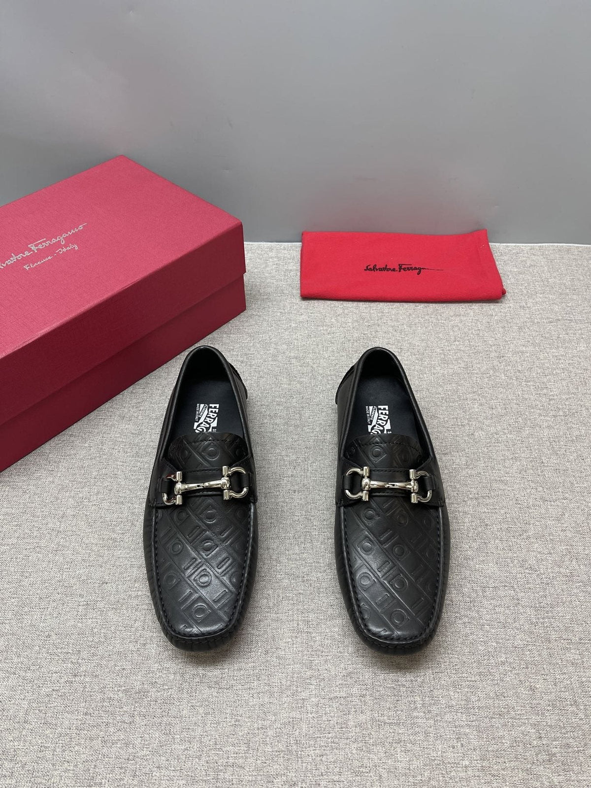 Ferragamo Men's Black Bit Driving Loafers