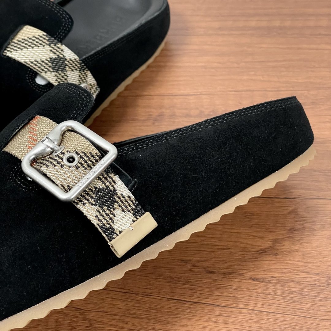 Burberry Check Buckle Slide Sandals