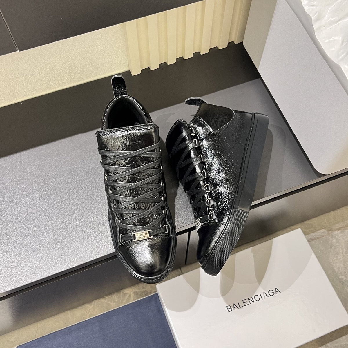 Balenciaga Black Textured High-Top Sneakers