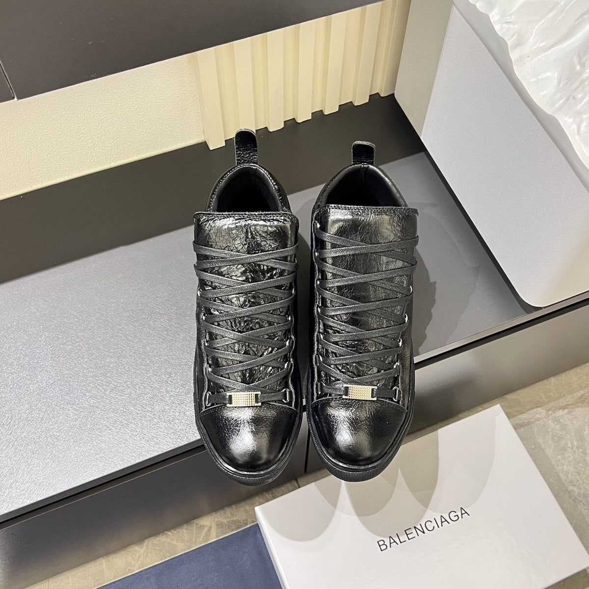 Balenciaga Black Textured High-Top Sneakers