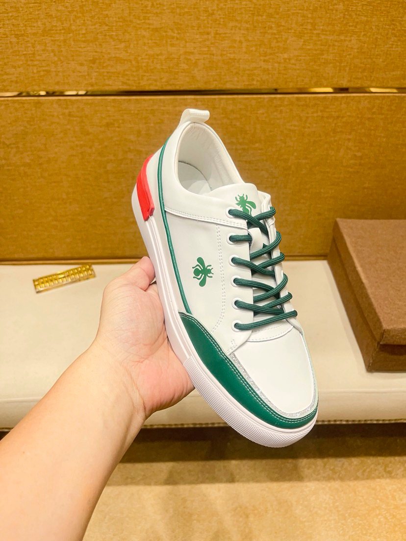 White Green and Red Low-Top Sneakers