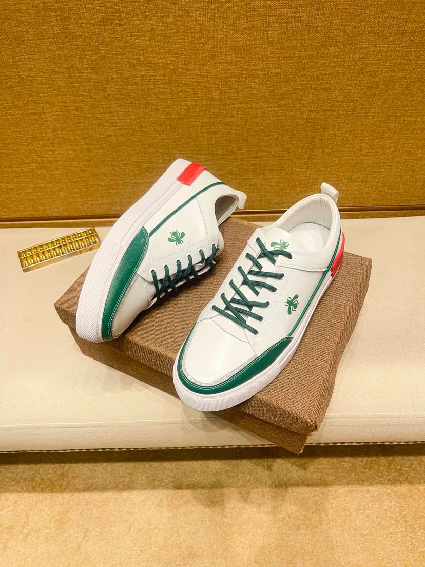 White Green and Red Low-Top Sneakers