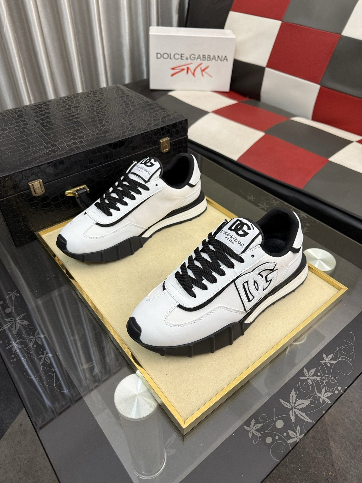 Dolce & Gabbana White and Black Segmented-Sole Sneakers