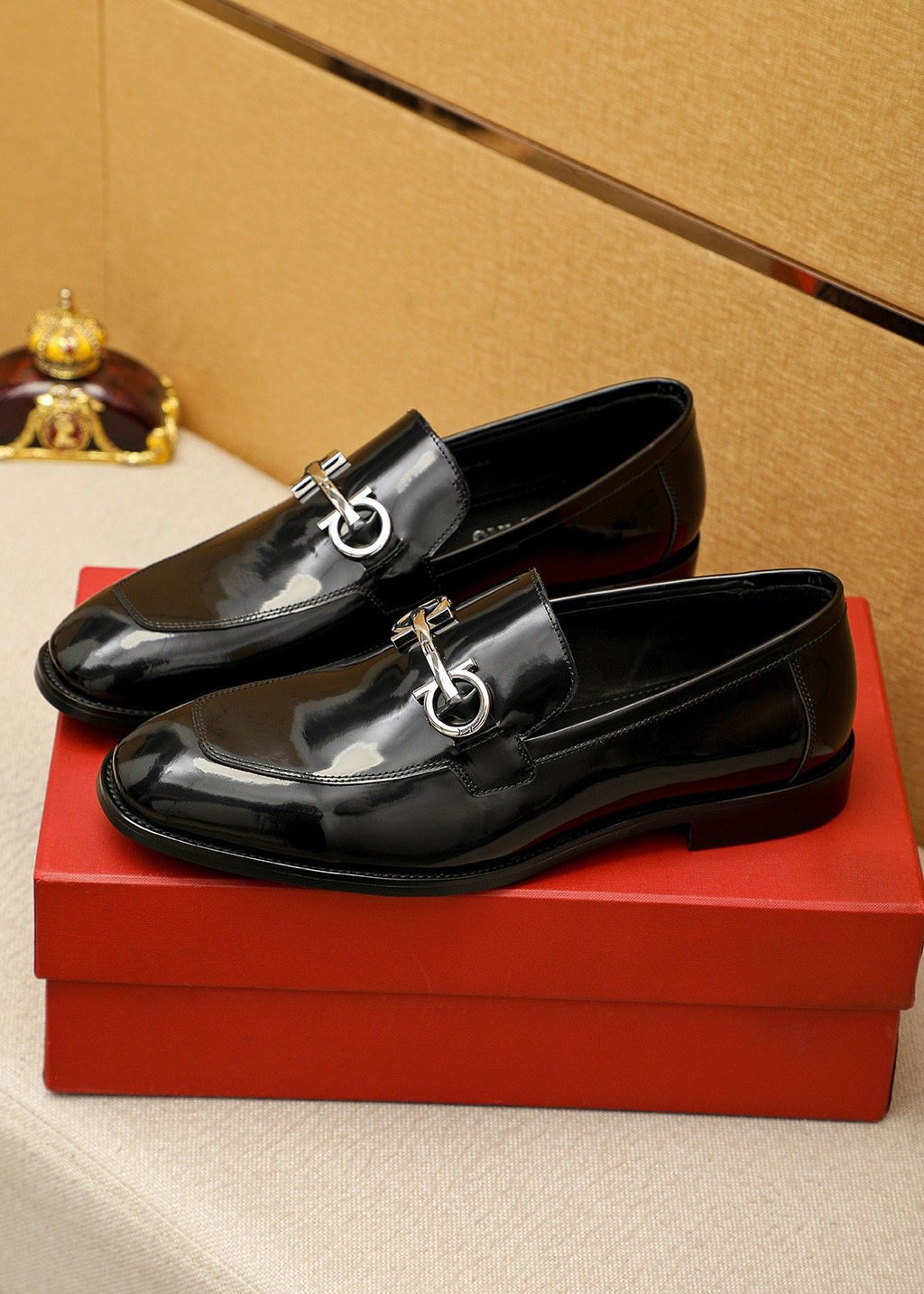 Ferragamo Men's Black Horsebit-Style Loafers