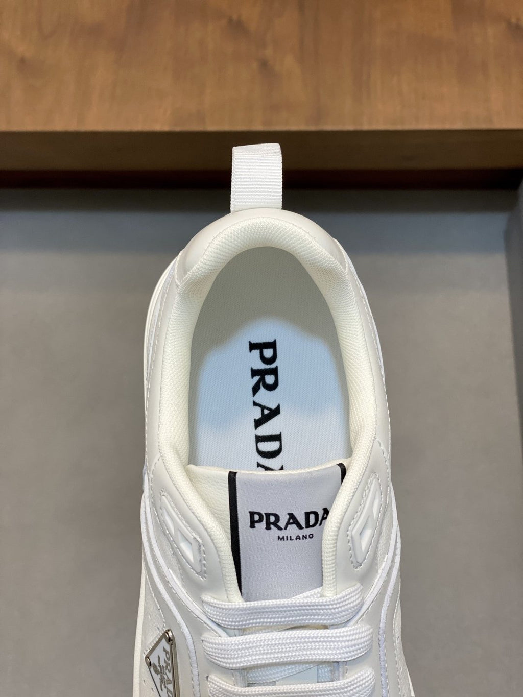 Prada Men's White Leather Panel Sneakers