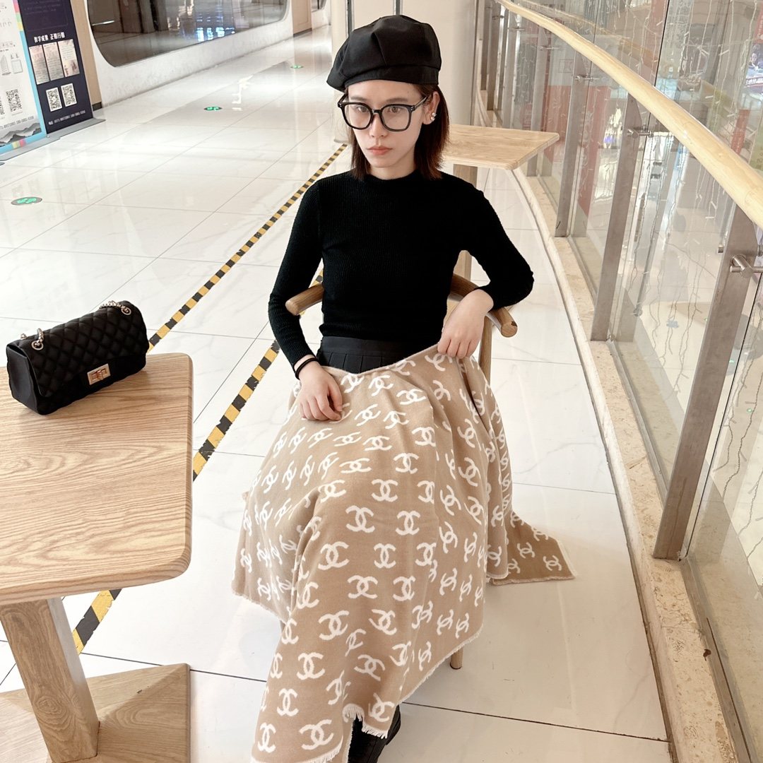 Chanel Fringed Motif Shawl