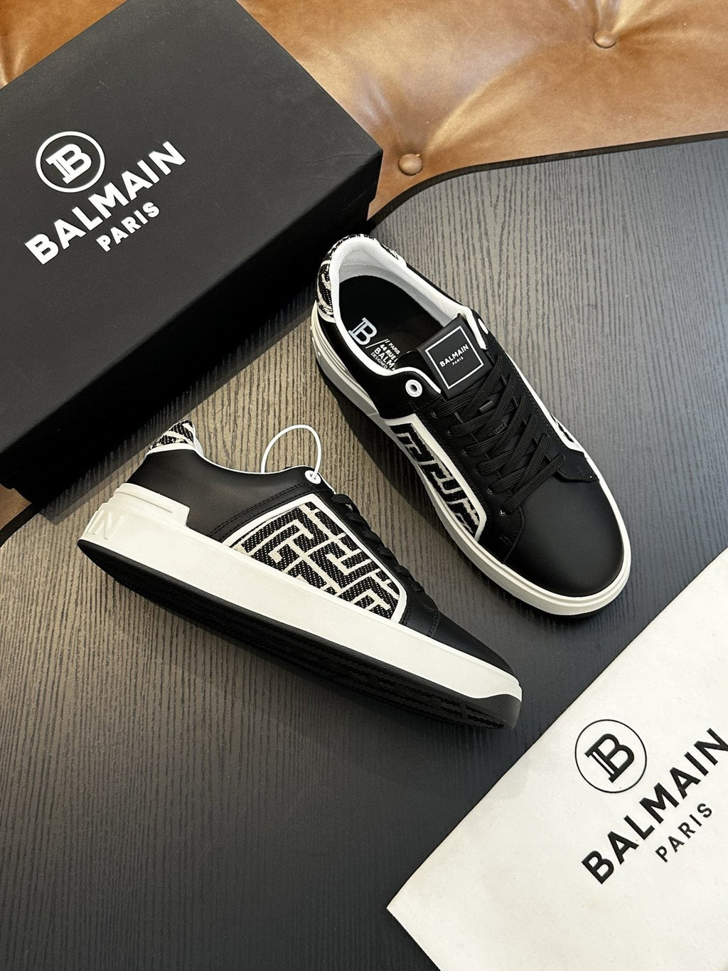 Balmain B-Skate Black and White Sneakers