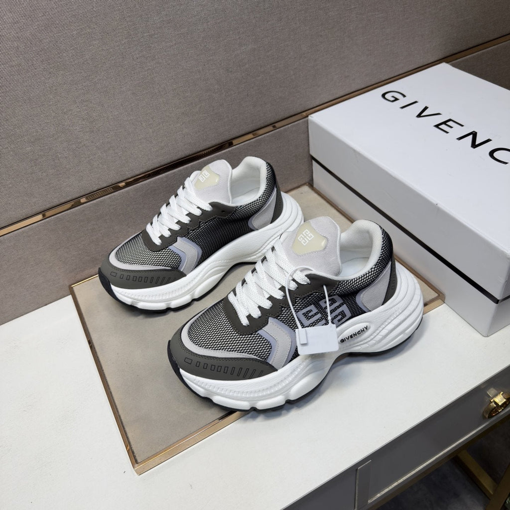 Givenchy Gray Mesh Panel Low-Top Sneakers