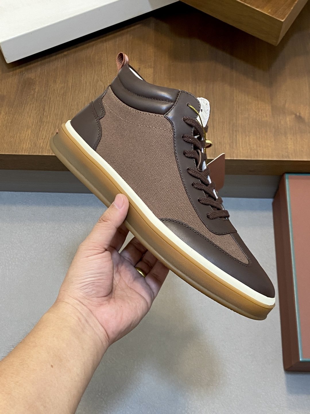Loro Piana Paneled High-Top Sneakers