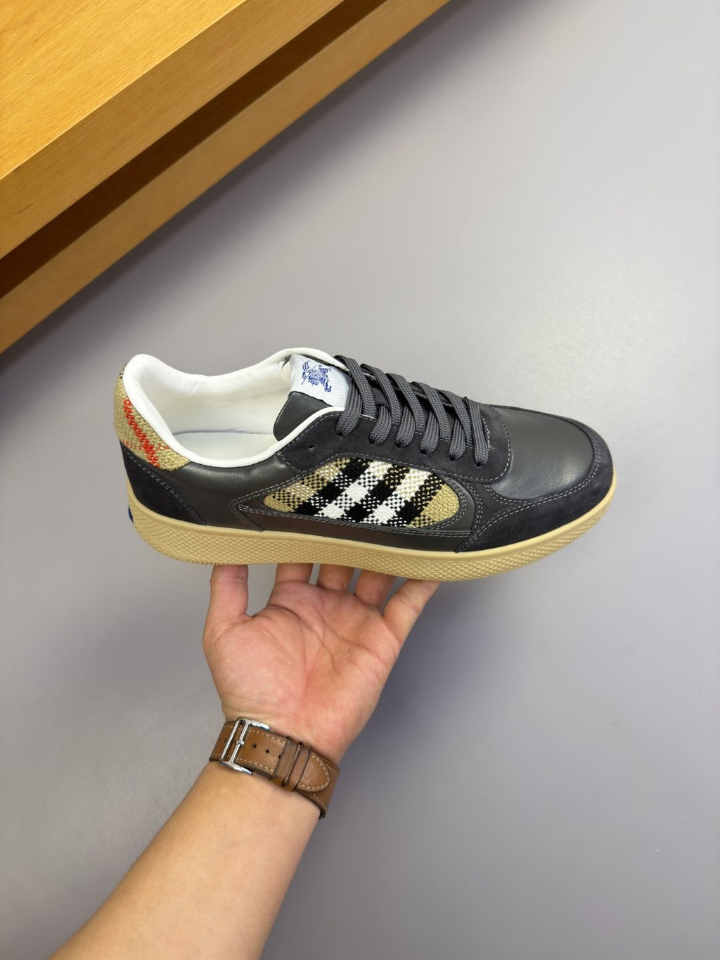 Burberry Check-Panel Low-Top Sneakers