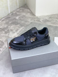 Prada Paneled Lug-Sole Low-Top Sneakers