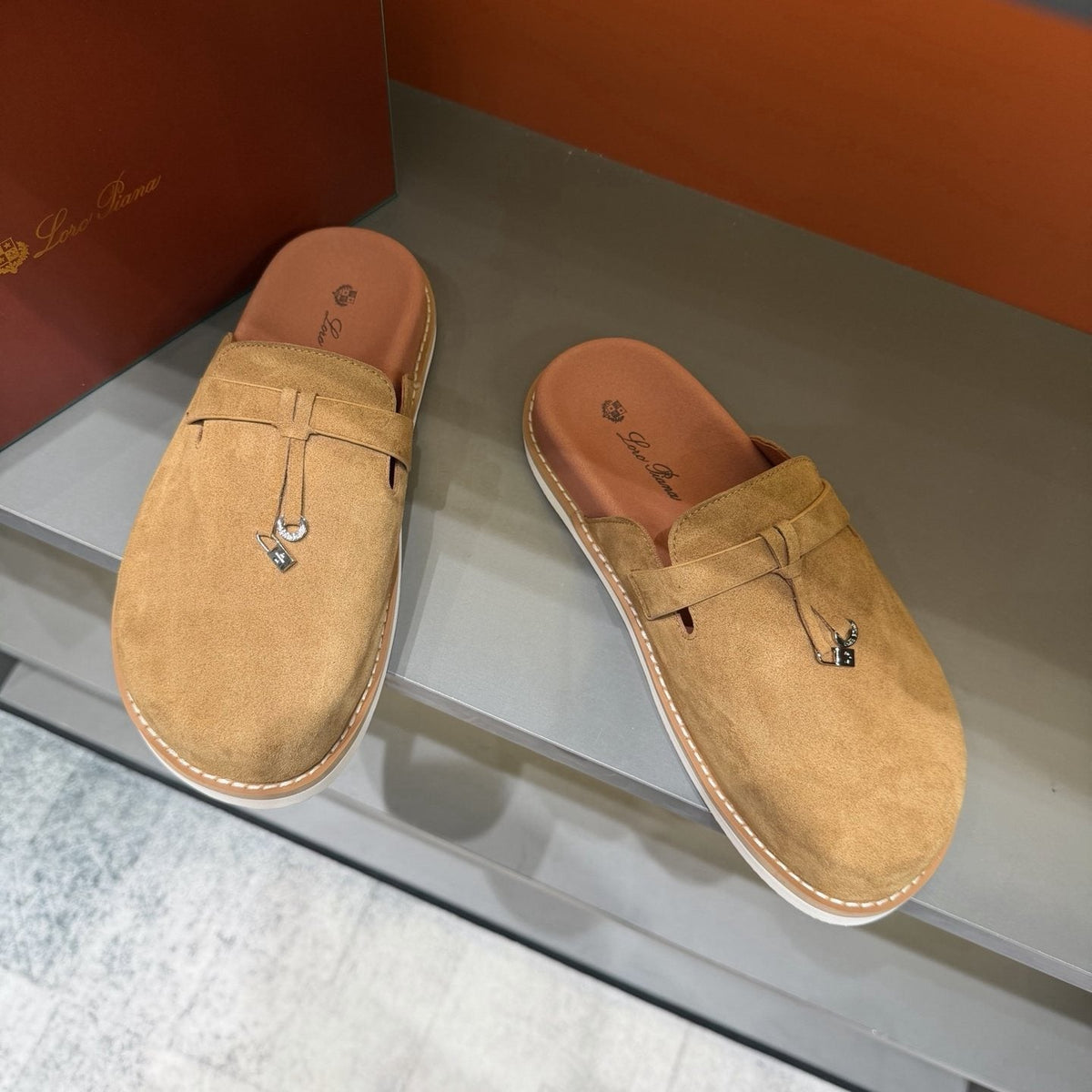 Camel Tan Backless Mule Loafers