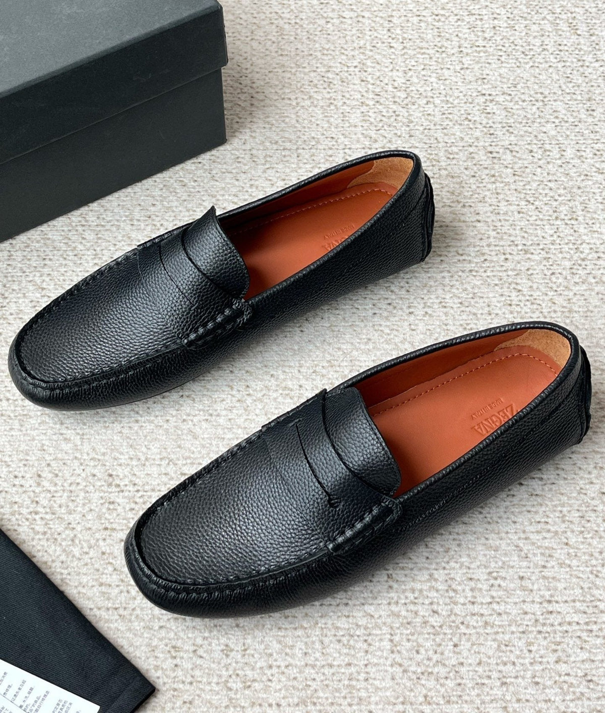 Zegna Men's Pebbled Leather Penny Loafers