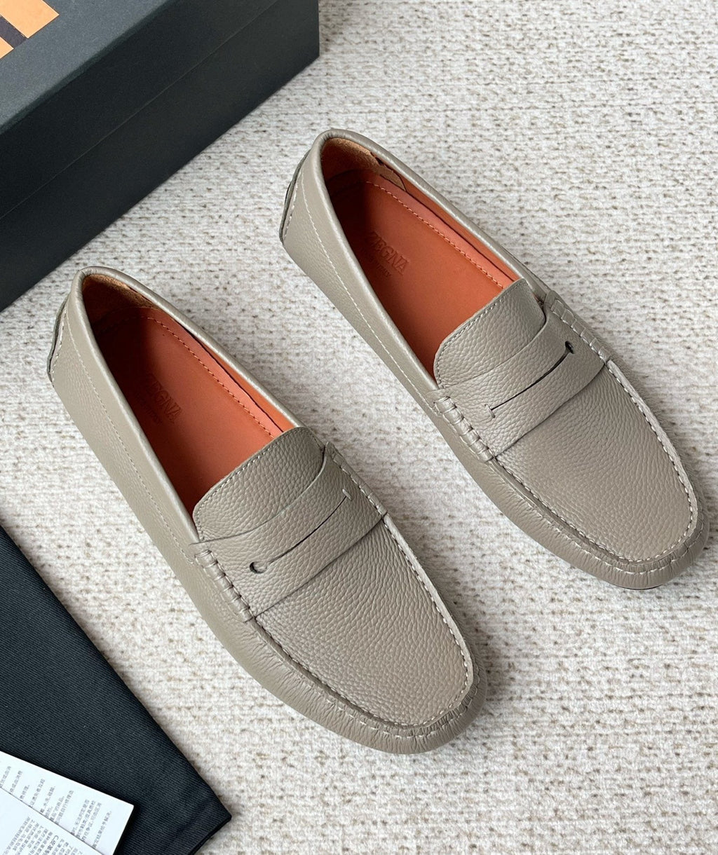 Zegna Men's Pebbled Leather Penny Loafers