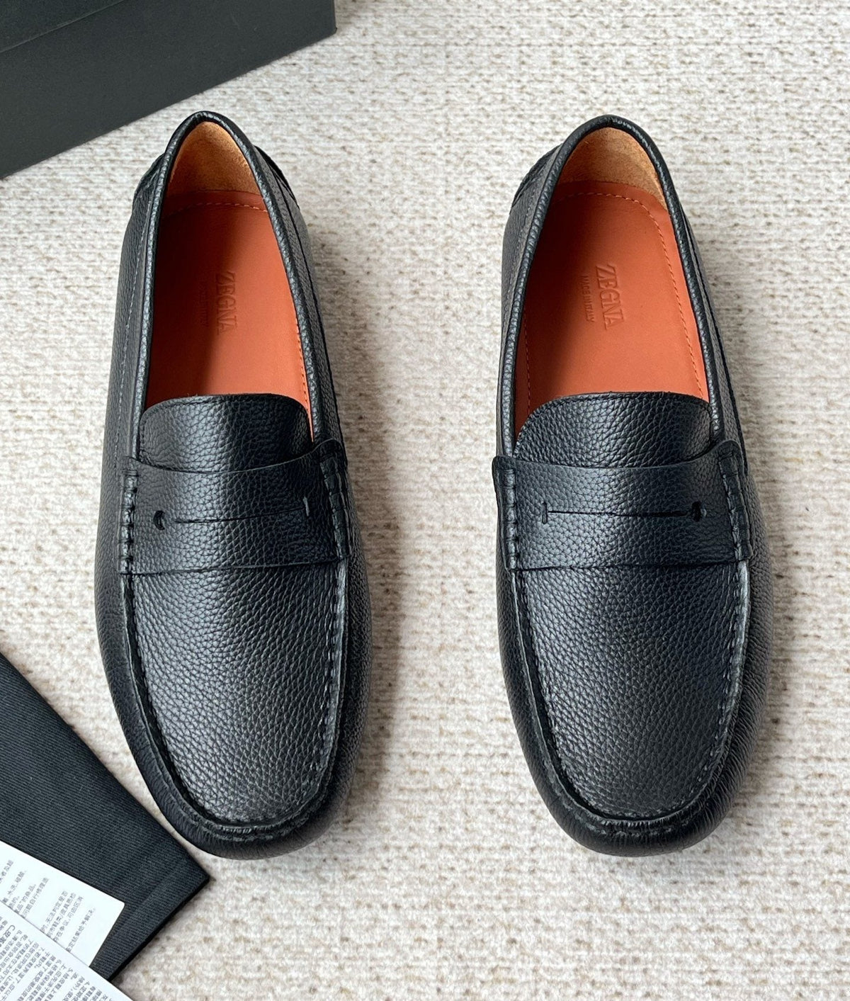 Zegna Men's Pebbled Leather Penny Loafers
