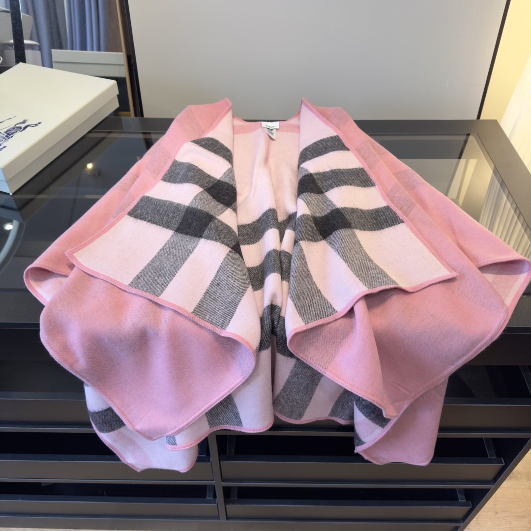 Burberry Reversible Plaid Cape Wrap