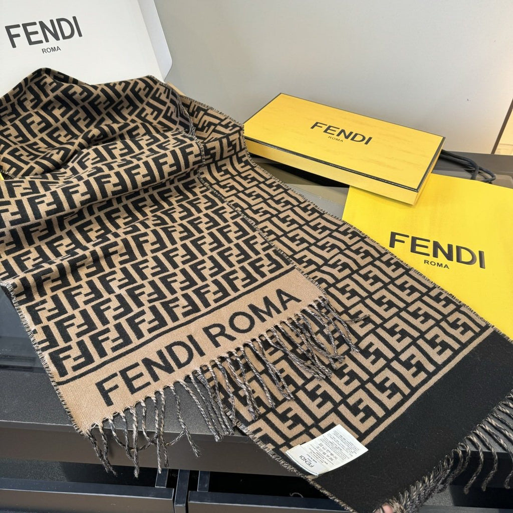 Fendi FF-Pattern Fringed Scarf