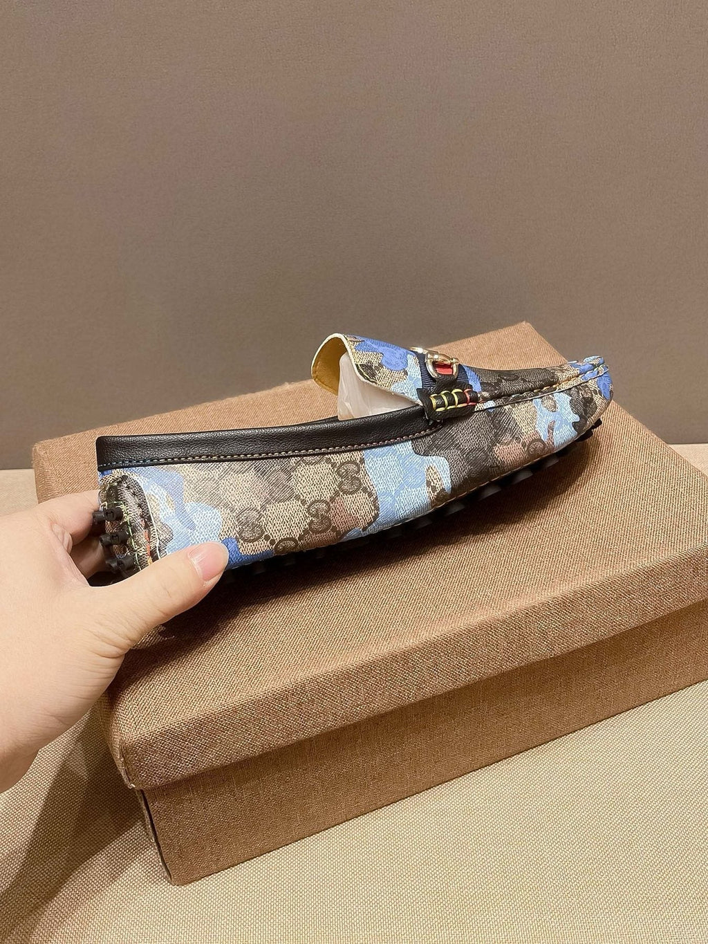 Gucci Patterned Metal-Accent Loafers