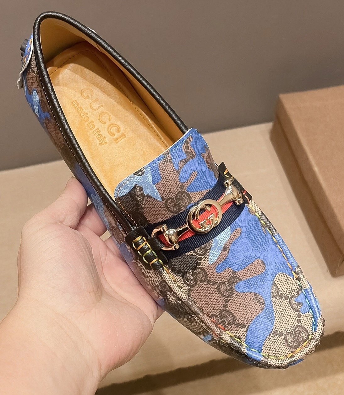 Gucci Patterned Metal-Accent Loafers
