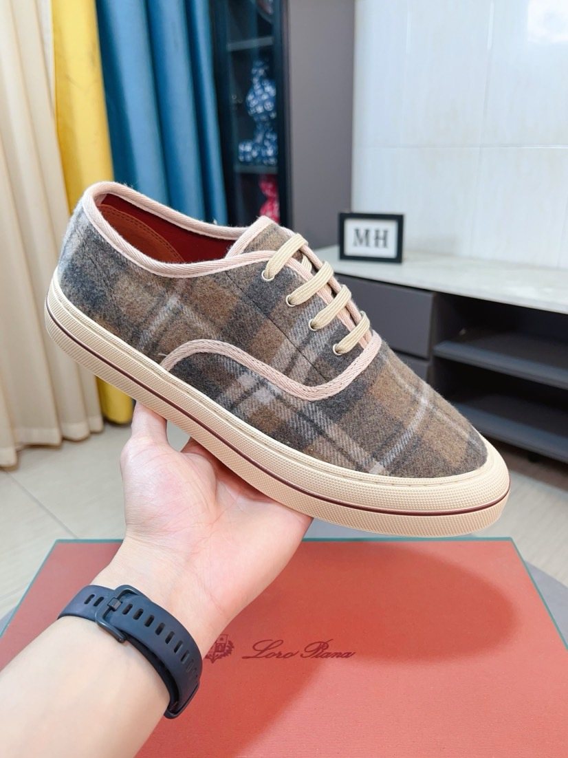 Loro Piana Contrast-Trim Low-Top Casual Shoes