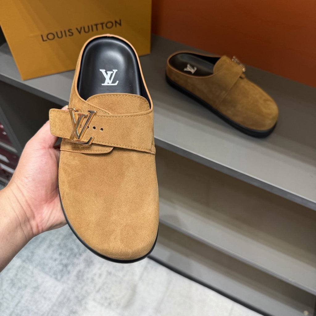 Louis Vuitton Easy Suede Slip-On Sandals