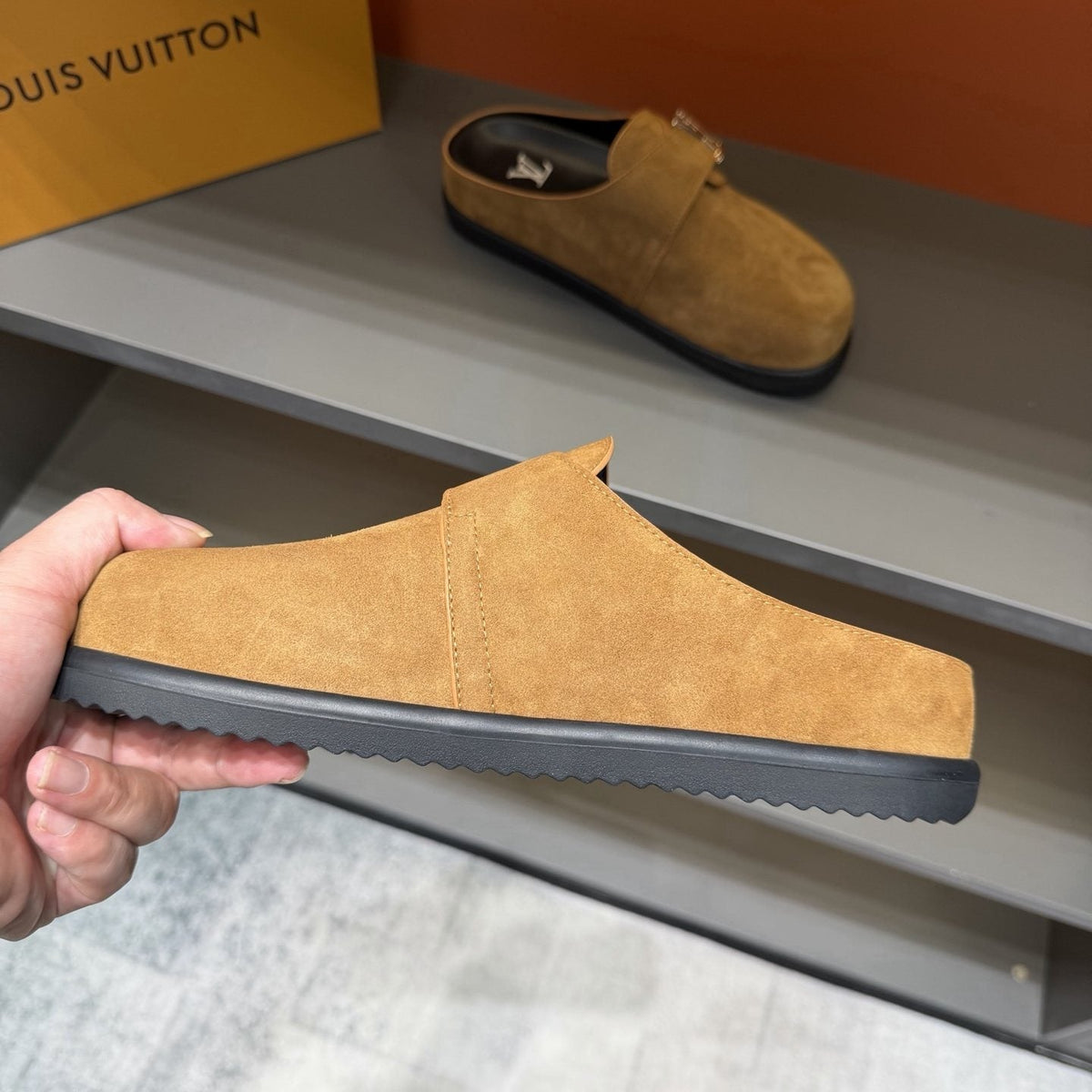 Louis Vuitton Easy Suede Slip-On Sandals