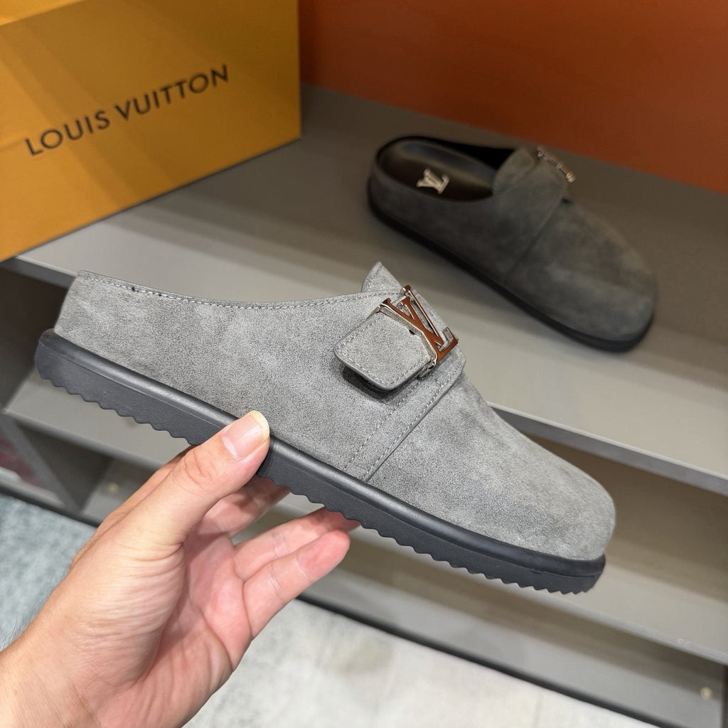 Louis Vuitton Easy Suede Slip-On Sandals