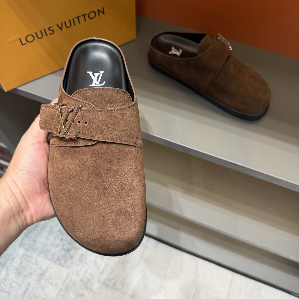 Louis Vuitton Easy Suede Slip-On Sandals
