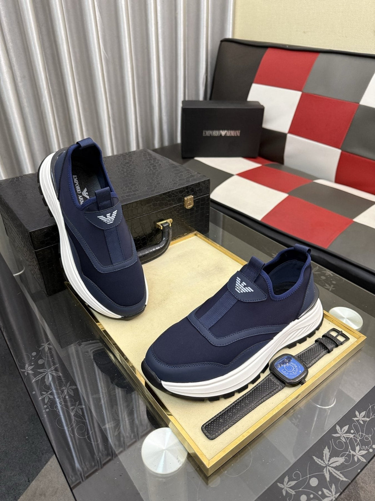 Armani Layered Slip-On Sneakers