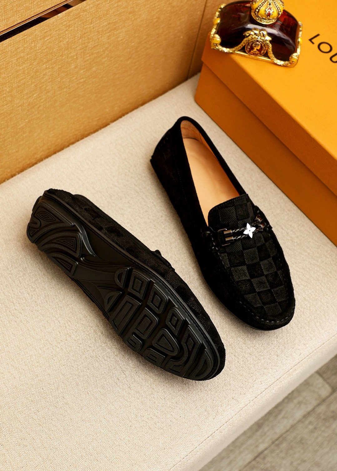 Louis Vuitton Check-Pattern Buckle Loafers