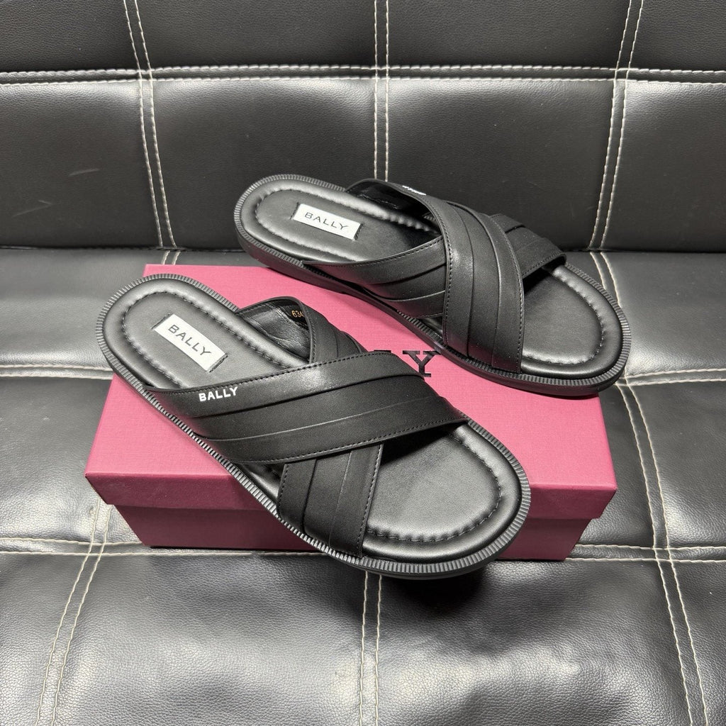 Bally Cross-Strap Slide Sandals