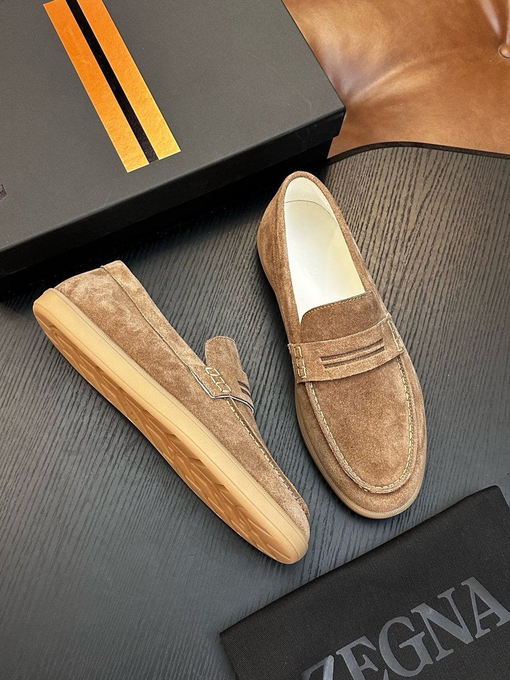Zegna Suede Slip-On Loafers