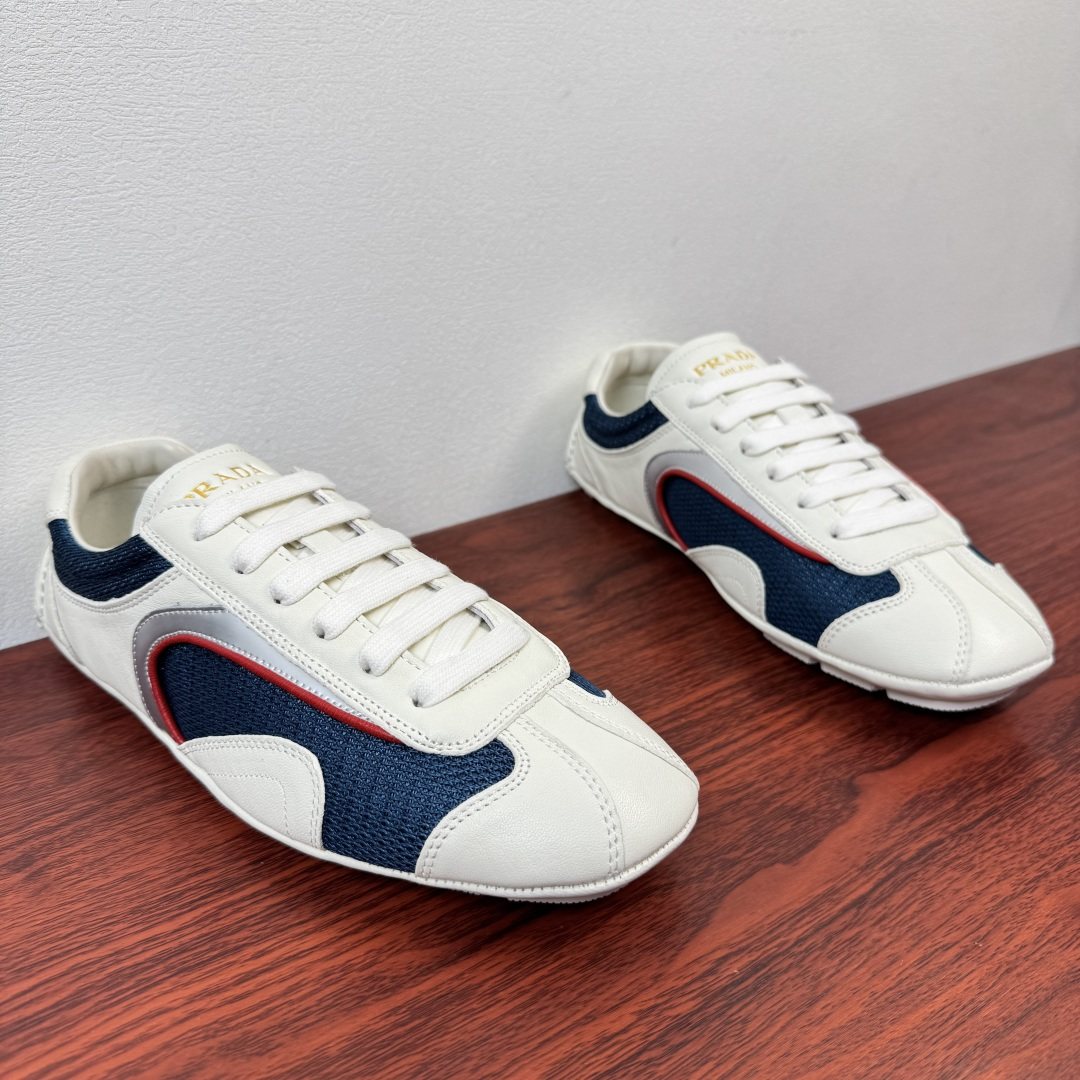 Prada Mesh Panel Low-Top Sneakers - Rubber Sole