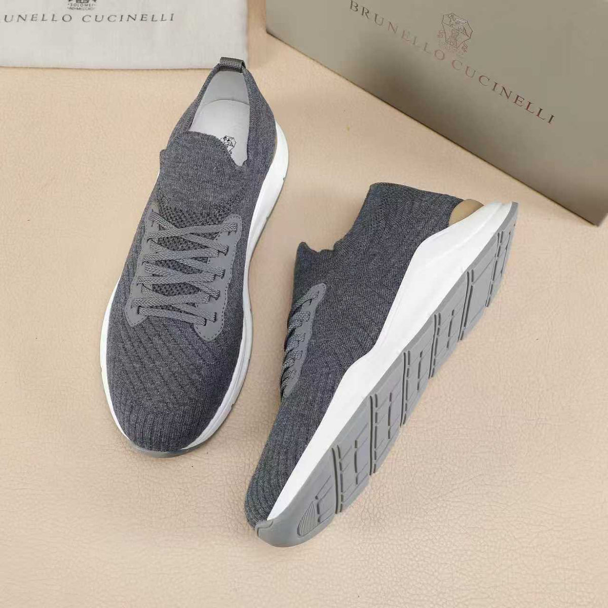 Brunello Cucinelli Men's Knit Sneakers