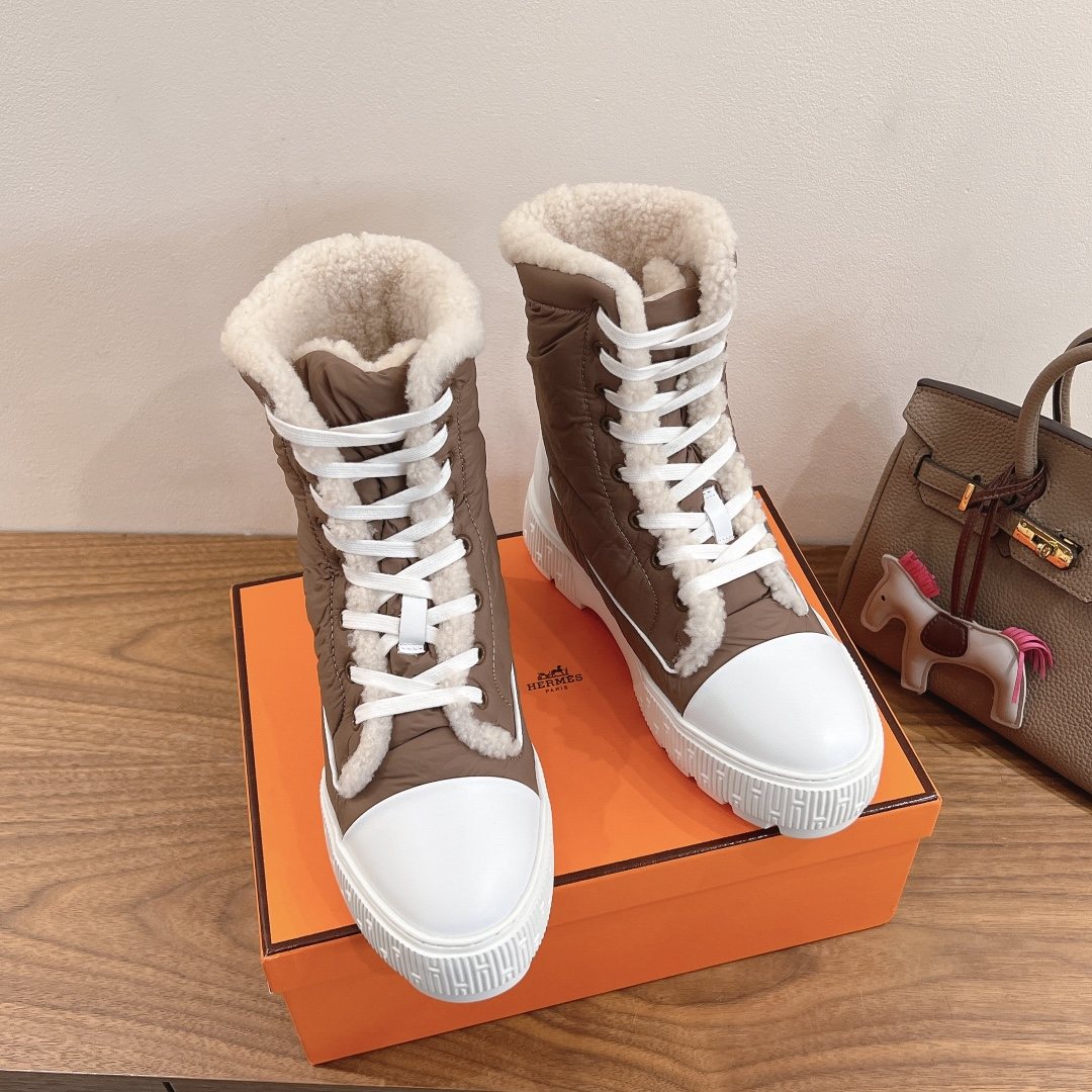 Hermès Lace-Up Mid-Calf Boots