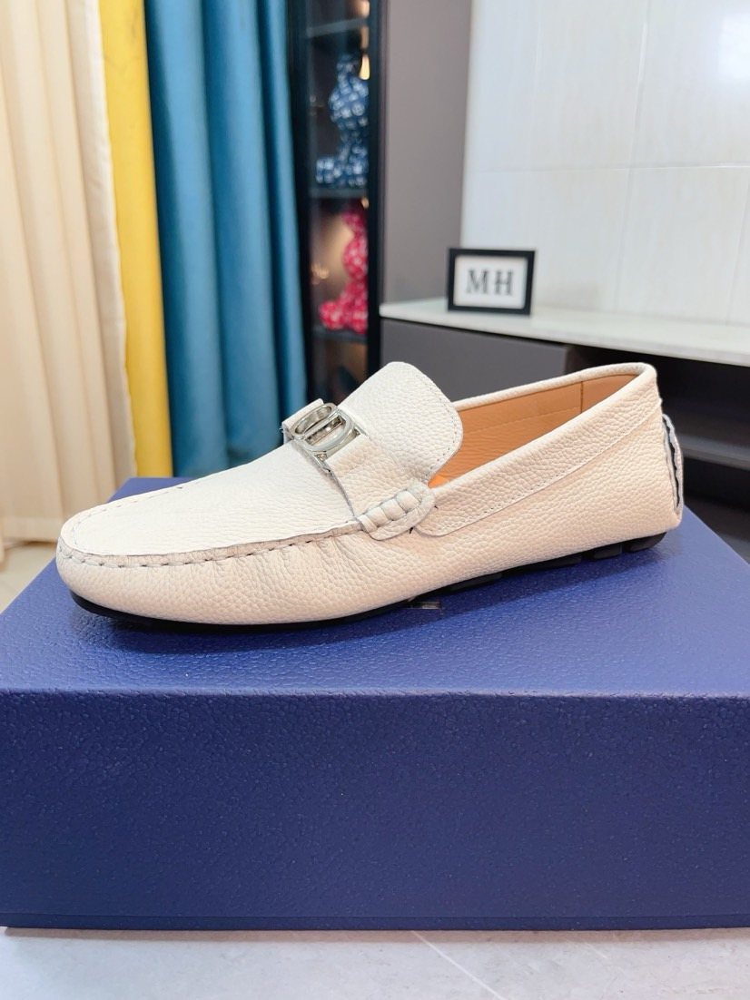 Dior Men’s Textured Metal-Trim Loafers