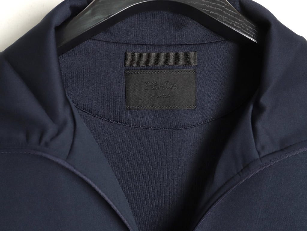 Prada Triangle-Label Detail Stand-Collar Zip Jacket - Navy