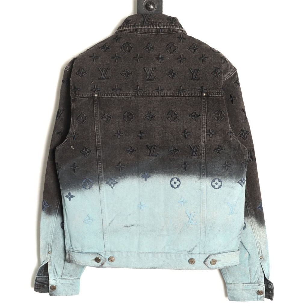 Louis Vuitton Gradient Monogram-Style Denim Jacket - Charcoal and Blue