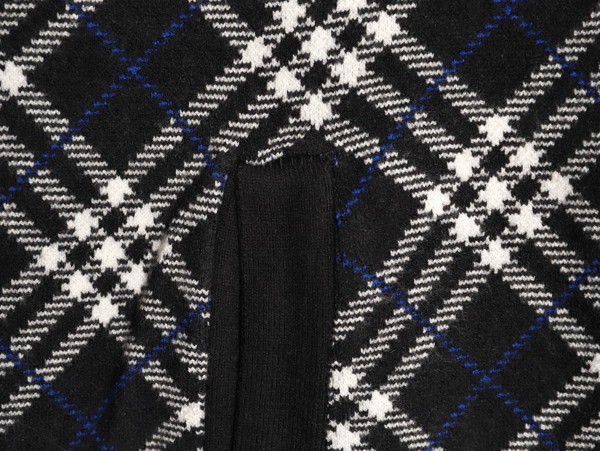 Burberry Diagonal-Check Zip Knit Cardigan - Black